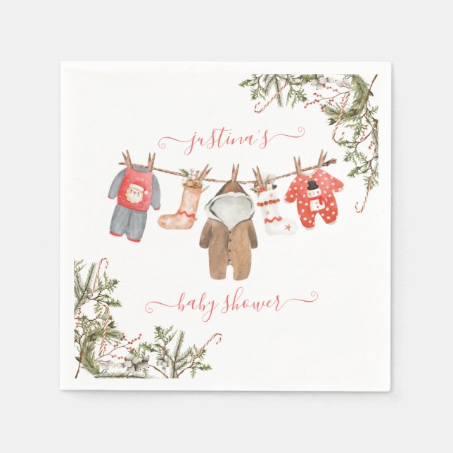 Christmas Baby Shower Clothesline Napkins (Front)