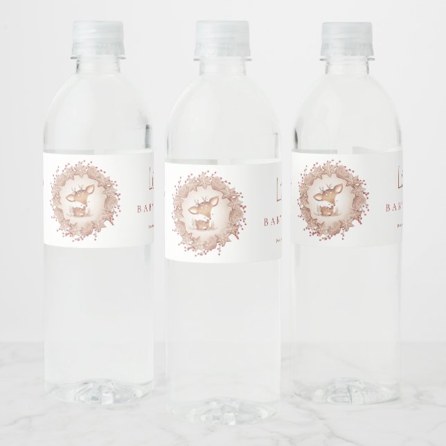 Christmas Baby Shower Deer Drink Water Bottle Labe Label (Bottles)