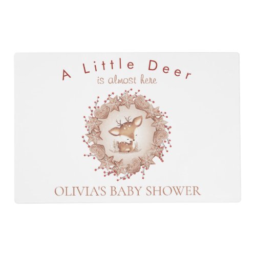 Christmas Baby Shower Deer Paper Placemat