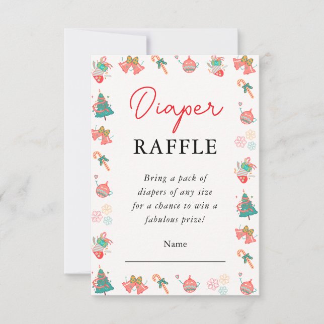 Christmas Baby Shower Diaper Raffle Card (Front)