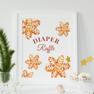 Christmas Baby Shower Diaper Raffle Sign