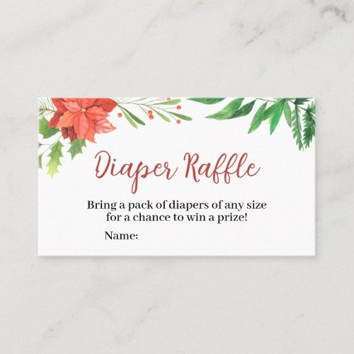 Christmas Baby Shower Diaper Raffle Sign Business Card