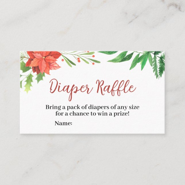 Christmas Baby Shower Diaper Raffle Sign Business Card (Front)