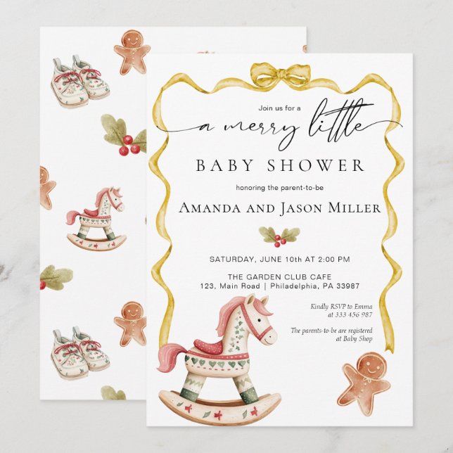Christmas Baby Shower elegant neutral gold Save The Date (Front/Back)