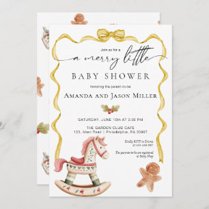 Christmas Baby Shower elegant neutral gold Save The Date