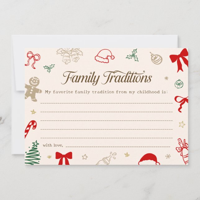 Christmas Baby Shower Family Traditions Game Card (Front)