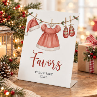 Christmas Baby Shower Favors Pedestal Sign