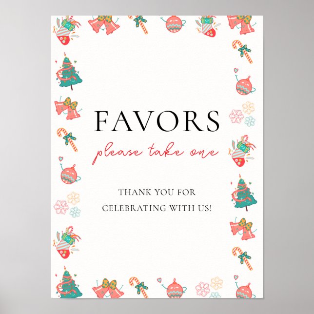 Christmas Baby Shower Favors Sign (Front)
