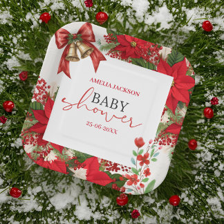 Christmas baby shower festive paper plates