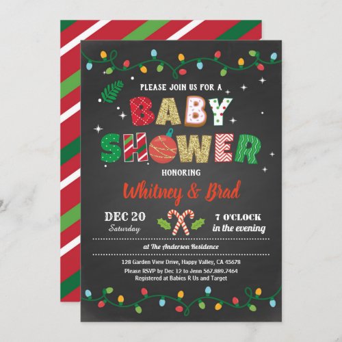 Christmas baby shower gender neutral chalkboard invitation