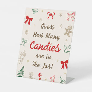 Christmas Baby Shower Guess How Many Candies Game Pedestal Sign