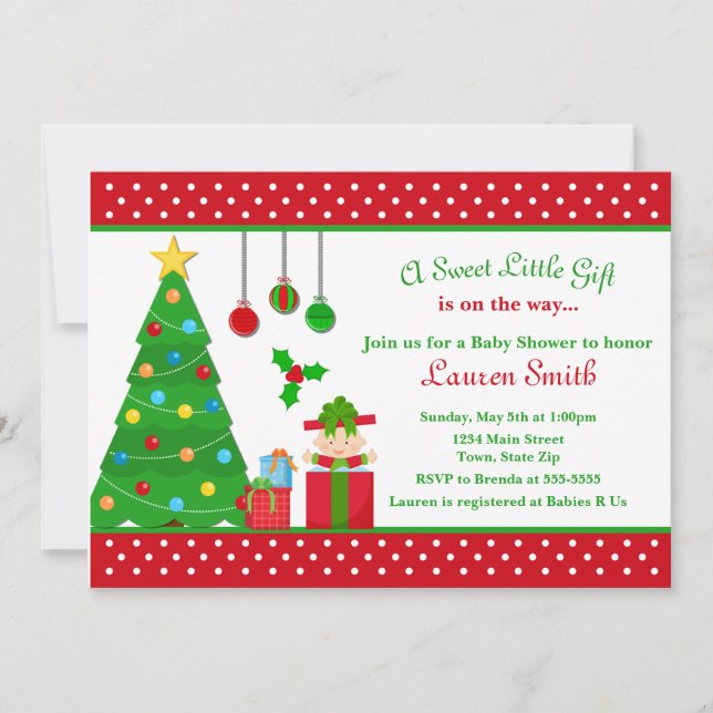 Christmas Baby Shower Invitation Boy Girl (Front)