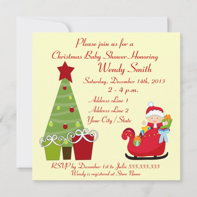 Christmas Baby Shower Invitation Cards (Front)