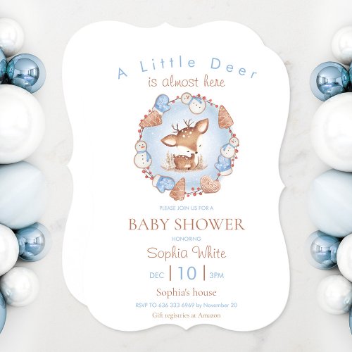 Christmas Baby Shower Invitation Deer