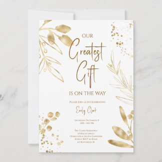 Christmas Baby Shower Invitation, Elegant Gold Invitation