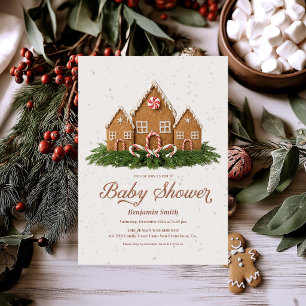 Christmas Baby Shower Invitation Gingerbread Hou