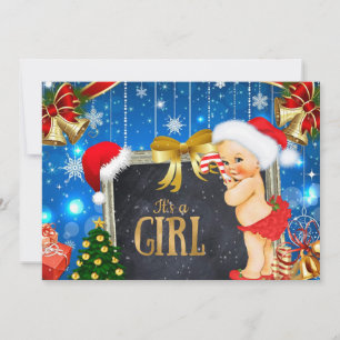 Christmas Baby Shower Invitation Vintage Baby Girl