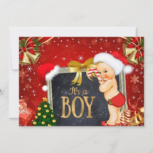 Christmas Baby Shower Invitation with a Vintage (Front)