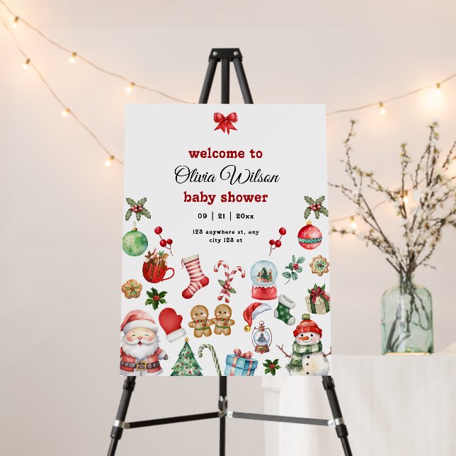Christmas Baby Shower Invite,  Festive Baby Shower Foam Board (In Situ (Stand))