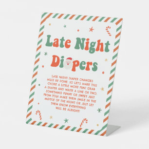 Christmas Baby Shower Late Night Diapers Pedestal Sign
