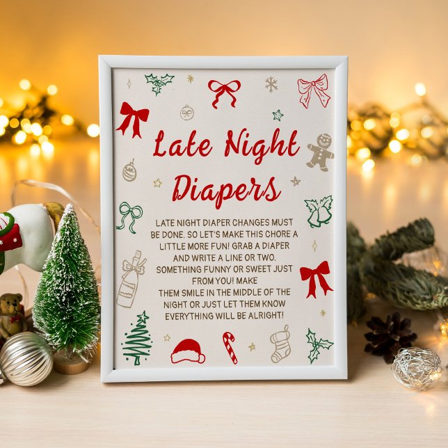 Christmas Baby Shower Late Night Diapers  Poster (Creator Uploaded)