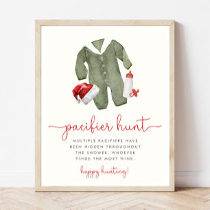 Christmas Baby Shower Pacifier Hunt Game Sign