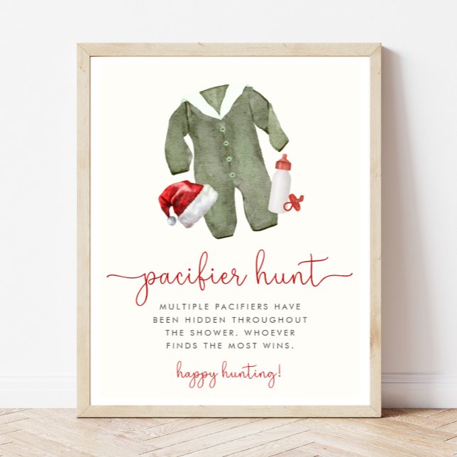 Christmas Baby Shower Pacifier Hunt Game Sign (Creator Uploaded)