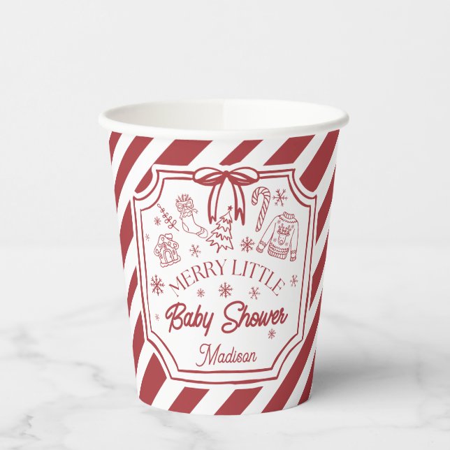 Christmas Baby Shower Paper Cups (Left)