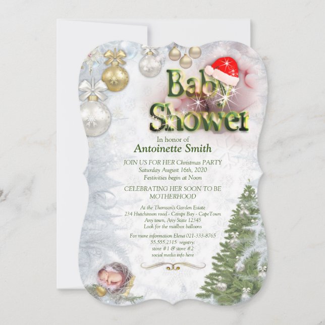 Christmas Baby Shower Party Invitation (Front)