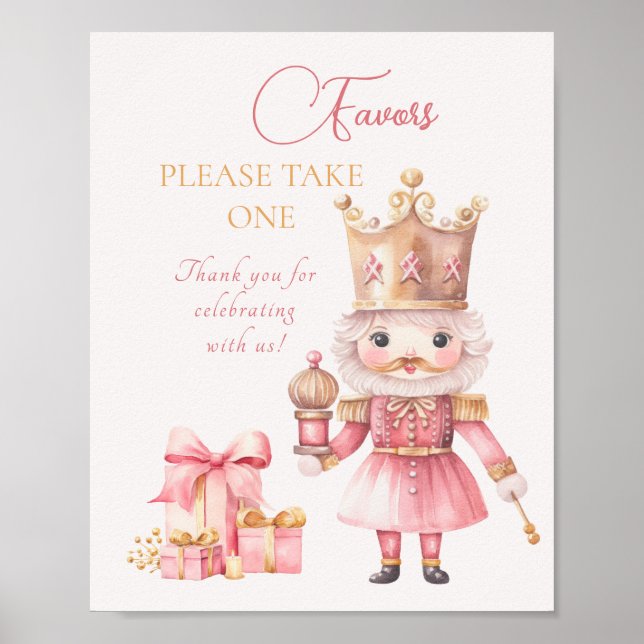 Christmas Baby Shower: Pink Nutcracker Favors  Poster (Front)