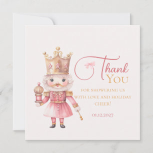 Christmas Baby Shower Pink Nutcracker Thank You Card