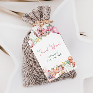 Christmas Baby Shower Pink Thank You Favor Gift Tags