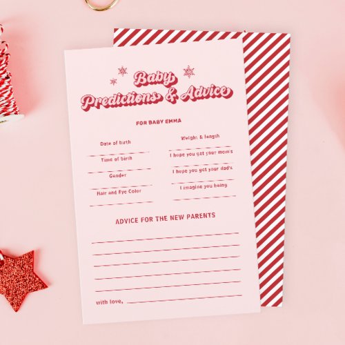 Christmas Baby shower Predictions Advice Game