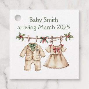 Christmas baby shower reveal favor gift tags