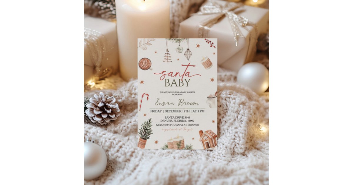 Christmas Baby Shower Santa Baby Invitation | Zazzle