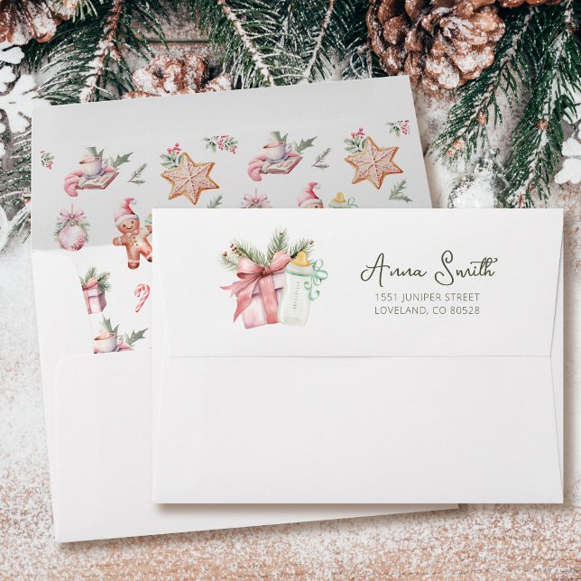 Christmas Baby Shower Santa Baby Return Address  Envelope (Creator Uploaded)