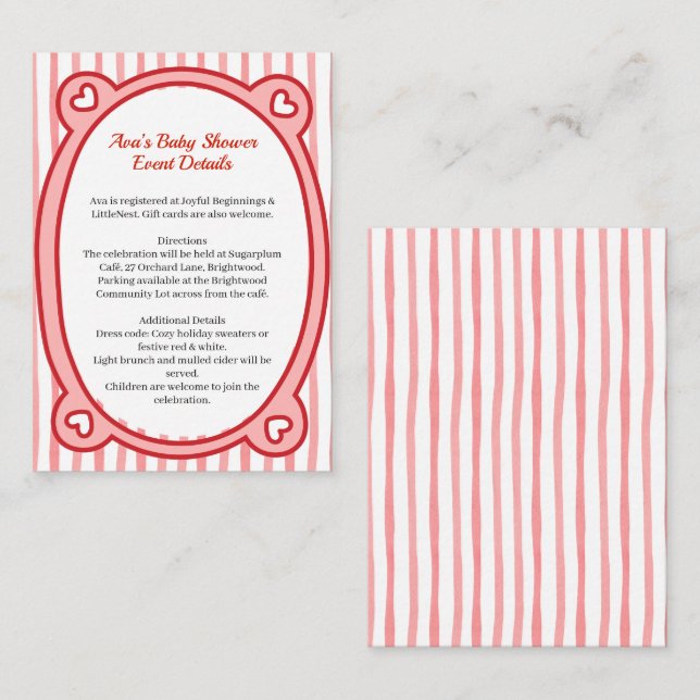 Christmas Baby Shower | Santa Clothes Red & White Enclosure Card (Front/Back)