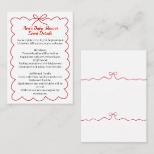 Christmas Baby Shower Santa Clothes Red & White Enclosure Card