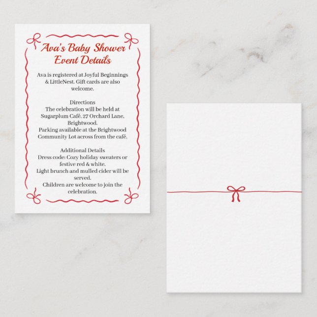 Christmas Baby Shower | Santa Clothes Red & White Enclosure Card (Front/Back)