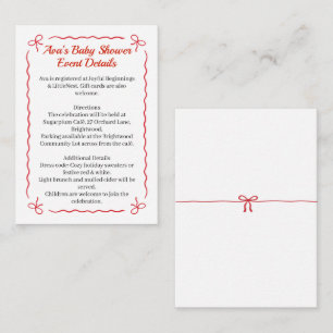 Christmas Baby Shower   Santa Clothes Red & White Enclosure Card