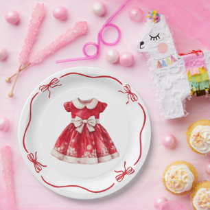 Christmas Baby Shower   Santa Clothes Red & White Paper Plates