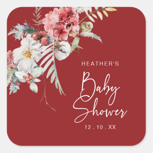 Christmas Baby Shower Square Sticker
