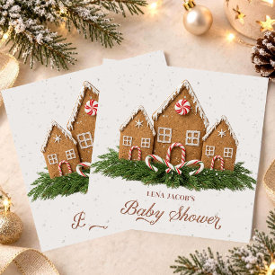 Christmas Baby Shower Sticker Gingerbread House Napkins