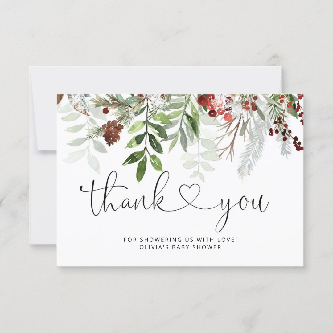 Christmas baby shower thank you card | Zazzle