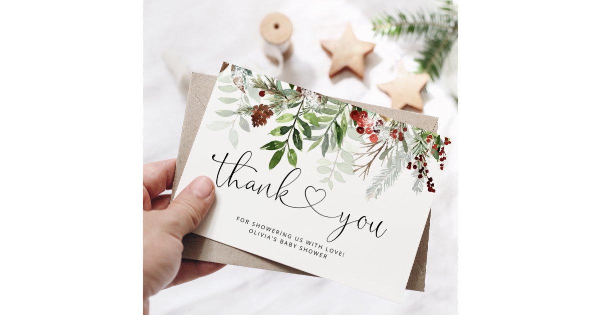 Christmas baby shower thank you card | Zazzle