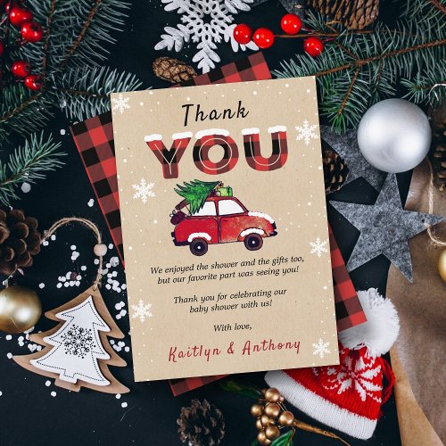 Christmas Baby Shower Thank You Card