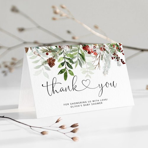 Christmas baby shower thank you card