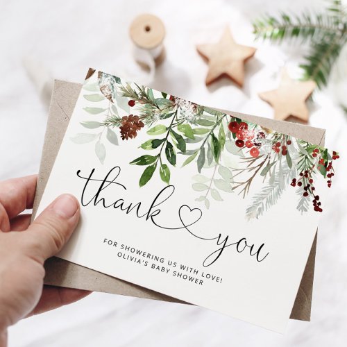 Christmas baby shower thank you card