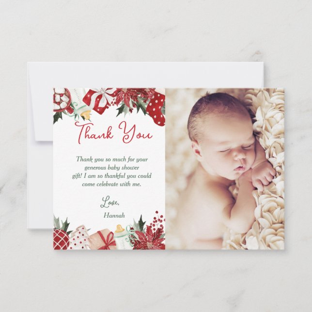 Christmas Baby Shower  Thank You Card (Front)