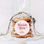 Christmas Baby Shower Thank You Favor Classic Round Sticker<br><div class="desc">Add a festive touch to your holiday event with these "Christmas Baby Shower Thank You Favor Classic Round Stickers." Perfect for December baby shower themes girl, these stickers feature a charming design inspired by the Santa Baby baby shower theme. Ideal for a pink Christmas baby shower, they complement your Christmas...</div>